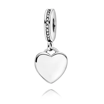 Горещи 925 сребро сърцето виси медальон мъниста подходящи оригинален Pandora charms гривна жени 