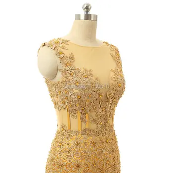 Vestidos de феста Abendkleid днешно снимка злато Русалка Cap ръкав високо качество апликация тюл специален случай вечерна рокля 2020