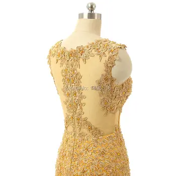 Vestidos de феста Abendkleid днешно снимка злато Русалка Cap ръкав високо качество апликация тюл специален случай вечерна рокля 2020