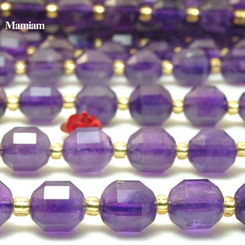 Mamiam естествен Аметист лилаво кристални мъниста фасетиран цилиндър 7x8 мм камък Сам гривна колие производство на бижута дизайн