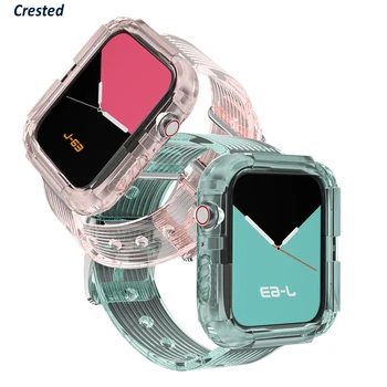 Прозрачна лента за Apple Watch Band 42 мм 38 мм аксесоари Мек силиконов калъф+гривна iWatch series 6 se 5 4 3 44 мм 40 мм