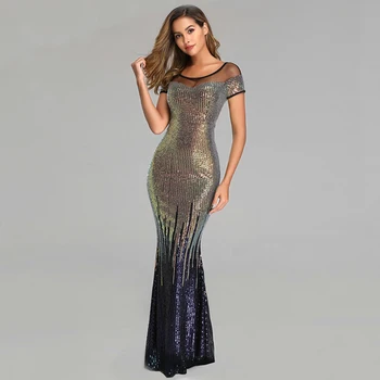 YIDINGZS нов облегалката дълги вечерни рокли с пайети 2021 елегантен Златен вечерна рокля YD9628