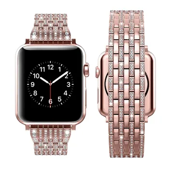 Toyouths Bling за Apple Watch Band Кристал Кристал Womens за iWatch луксозна гривна Diamond каишка от неръждаема стомана