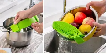 ORGANBOO 1бр кухненски приспособления Силиконова богат на функции фуния цедка тенджера тенджера купа за печене измиване на ориз гевгир инструменти за приготвяне на храна