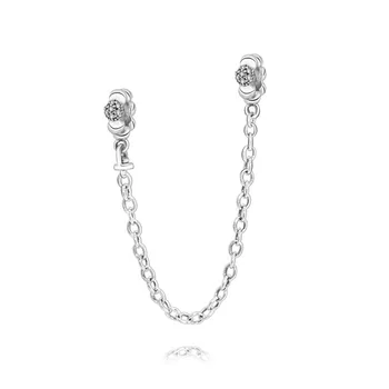 2020 Valentine ' s New 925 Sterling Silver Beads Beads Pavé Safety Chain Charm fit Original пандора гривни на жената направи си САМ бижута