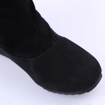 GAOKE Дамски ботуши есен-зима ресни половината от коляното високи ботуши дамски шапки руното обувки жена Botas Feminina плюс размер 35-43