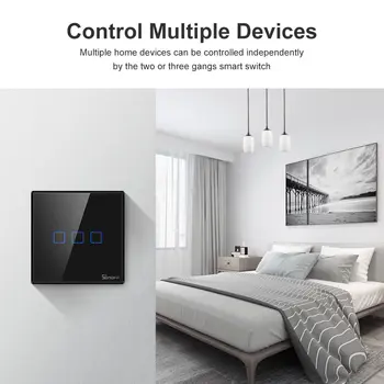 SONOFF T3EU3C Smart Wifi Touch Wall Light Black Switch With Border 433 RF/Voice/APP Remote Control работи с Алекса Smart Home