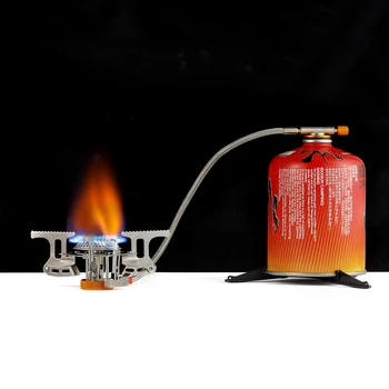 Туризъм печка готварска печка на газ за трекинг пиезо запалка газова бутилка скоба алуминиева сплав 9 стъкла външна мобилна кухня