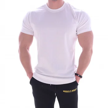 В памучна мъжка тениска с къс ръкав тениска O-образно деколте и Тънък Solid Color Half Sleeved Tee Shirt 2019 BRZK