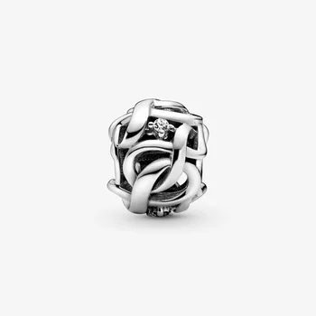 Уникален Дизайн Сребро 925 Мрежести Тъкани Безкрайност Чар Мъниста Подходящи Оригинална Гривна Pandora Сребърни Бижута Подарък