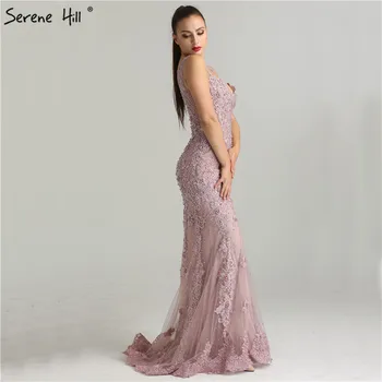Розова секси елегантни вечерни рокли 2020 дантела круши Диамант Русалка официална вечерна рокля реална снимка LA6355