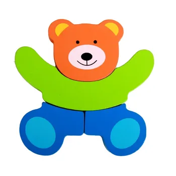 MWZ Wooden 3D Пъзел Jigsaw дървени играчки за деца Montessori Toys Пъзел Cartoon Animal Puzzle Kids Educational Game