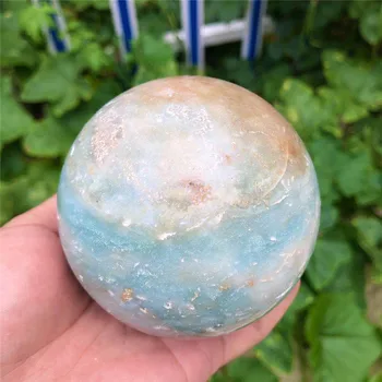 Каменна топка натурален Карибски калцит кристални обхват на камък кристална топка цитрин 4 см начало декор от естествен камък, дялан 8-9