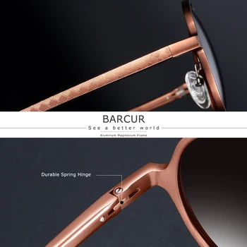 BARCUR кръгли слънчеви очила мъжки женски алуминий, магнезий слънчеви очила мъжки слънчеви очила поляризует oculos de sol