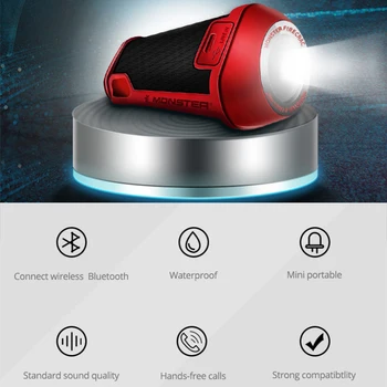 Monster Firecracker Bluetooth Speaker водоустойчив открит автомобил, мини преносим високоговорител вграден led светлина с микрофон дълбок бас звук