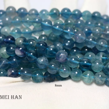 Meihan 8 мм, 10 мм 12 мм natural Blue Fluorite гладки кръгли свободни мъниста за бижута дизайн