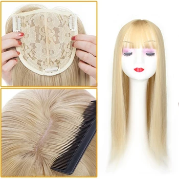 Дълги синтетични косми клип на изкуствена коса права коса с бретон за жени черен / кафяв влакна висока температура