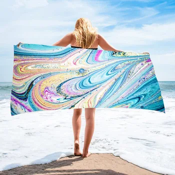 Плажна кърпа за възрастни микрофибър абстрактна живопис бързо изсушаване на пътуване спорт кърпа одеяло вана басейн къмпинг 150x75cm