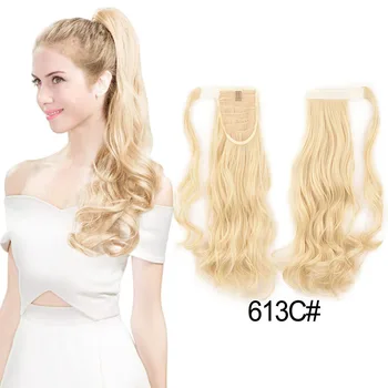 Къдрава вълнообразни директни 16 см дълги, разгъната на синтетични косми парче клип в опашката на косата перуки за жени, момичета