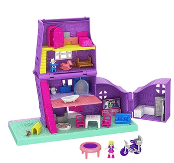 Оригинален Mattel Polly Pocket Pollyville Arcade Sweet Family House Juguetes Store Mini Treasure Box Kids Girl Accessorie Toy Gift