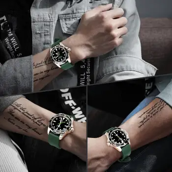 MAIKES Sport Watch Strap аксесоари за часа Fluoro Rubber Watch Band 20mm 22 mm 24 mm Watchband гривна за Seiko Citizen МИДО
