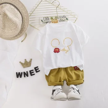 Baby Boy Girl Summer Sets Clothing Cotton Infantil Clothes Cartoon Print Costume for Kids 1 2 3 4 Years Clothing Детски дрехи