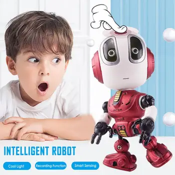 Нов говори повторение робот е интелигентен робот играчка сплав фигура с мигащи светлини LED подкрепа на допир сензора, интерактивна играчка за деца
