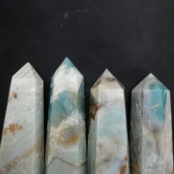 Природен Карибски калцит Crystal пръчка точка син калцит кварц кула скъпоценен камък очила изцеление за подаръци