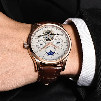 2020 LIGE Brand Business мъжки механични часовници мъжки tourbillion автоматични часовници ежедневни кожени спортни златни часовници Relojes Hombre