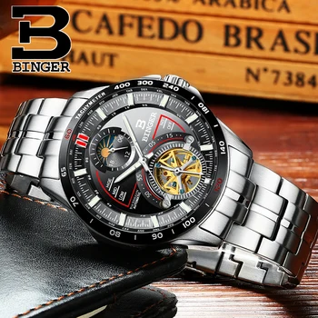 Швейцарски часовници BINGER, луксозни часовници за мъже, автоматични часовници tourbillon, водоустойчиви часовници