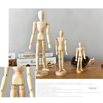 Нов модел за тялото украшение дървен човек съвместна ръчно модел творчески скица на магазин за дрехи на изкуството на детския интелект развитие играчки