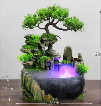 Смола водопад настолен фонтан от промяна на цвета или без промяна на led осветление, дзен медитация водопад декорация на дома