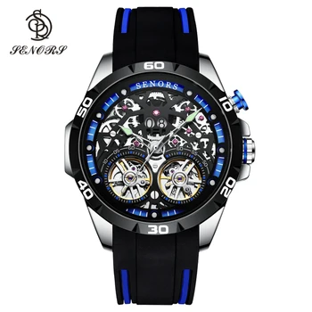 Възрастните хора луксозна марка мъжете автоматични часовници-спортни ръчни часовници двойна tourbillion скелет на 30 м водоустойчив часовник мъжки Relogio Masculino