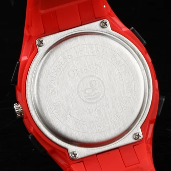 Оригинален OHSEN digital момчета детски Кварцов външни спортни часовници Ръчни часовници силикон каишка Червената мода 30 м водоустойчиви часовници