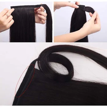 Дълга копринена директни горе-долу в синтетичния опашката жаропрочные фалшива коса удължаване на перука синтетични опашки за жени