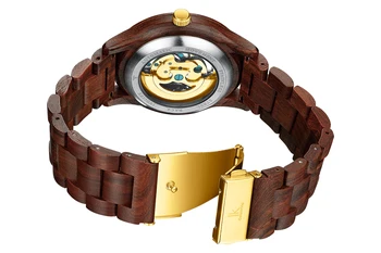 Класическа мода дървени мъжки автоматично механични часовници дървена каишка скелет прозрачен Спортен мъжки ръчен часовник Relogio Masculino