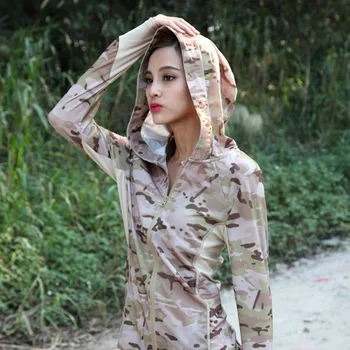 Военна тактическа Quick Dry тънко яке кожени облекла пролет лято открит жени туризъм катерене анти UV с дълъг ръкав с качулка ризи