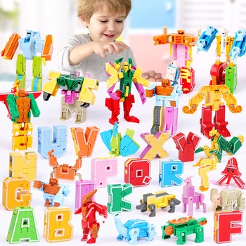 26 английски език буквата трансформация азбука робот динозавър животно образователни тухлени фигурки строителни блокове модел играчки подарък