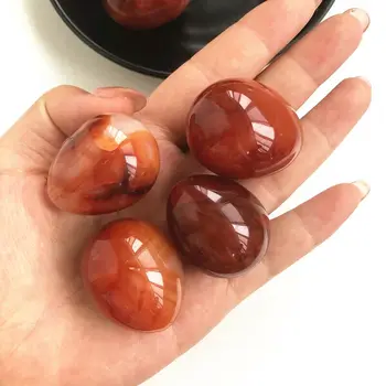 Търговия на едро с 1 бр. Естествен цветен червен оранжев карнеол ахат яйце жеода полиран Кристал камъни и кристали