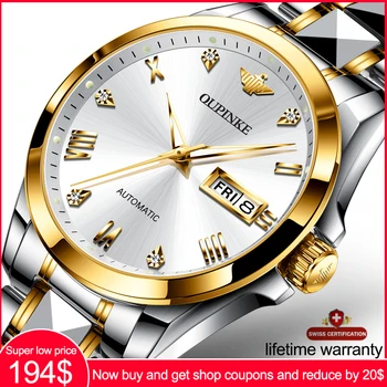 OUPINKE мъжки автоматично механични часовници швейцарски механизъм сапфир огледало мъжки автоматично волфрам, стоманени въжета класически часовници