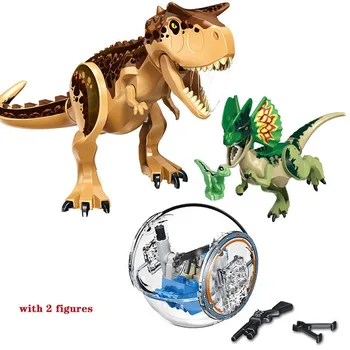 Джурасик динозавър строителни блокове фигурки тухли тиранозавър рекс Rex Индоминус модел играчки унисекс самоблокирующиеся тухли, пластмаса ABS