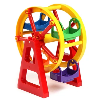 Голям размер на увеселителен парк вятърна мелница, люлки, виенско колело строителни блокове слайд съберат тухла съвместим Duploingly играчка за деца
