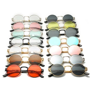 Стари готически steampunk слънчеви очила Мъже, Жени метална рамка приключи очила през цялата луксозна марка дизайнерски слънчеви очила и огледало UV400