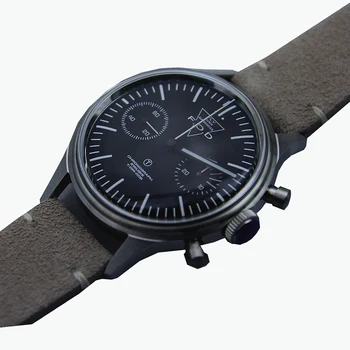 1963 часовници мъжки пилот 38мм хронограф страна на вятъра Механични ръчни часовници ВВС ретро акрилни неръждаема стомана светлинен часовник FOD