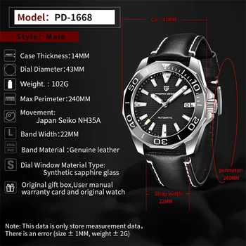 PAGANI DESIGN Fashion мъжки часовник Luxury NH35A Classic Leather Top Brand 100M водоустойчив механични часовници, автоматични мъжки часовник
