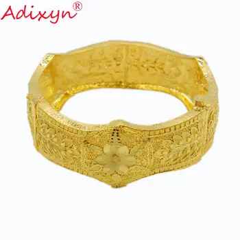 Adixyn Wide Dubai Bangles For Women/Girls 24-каратово Злато Color/Copper Bangles&Bracelet African/Arab/Kenya/Middle Easter N10271