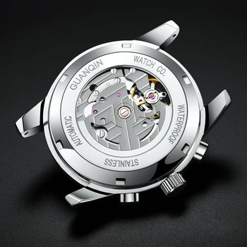 GUANQIN механични часовници мъжки автоматично 30 м водоустойчив мултифункционален мъжки часовник луксозни модни часовници, от часовник от неръждаема стомана