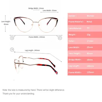 KANDREA 2020 нови жени големи метални оптични очила рамка женски Котешко око рамка за четене очила с прозрачни лещи за късогледство очила