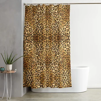 Персонални Мода леопардовый 3D печат завеси за душ Водоустойчив плат миещи спалня душ завеса кука аксесоари