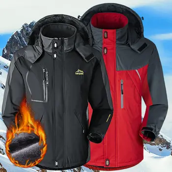 Мъже, Жени зимни ски якета качулка ветровка Oversize M-5XL меховое топло палто за катерене, риболов, преходи, туризъм облекло